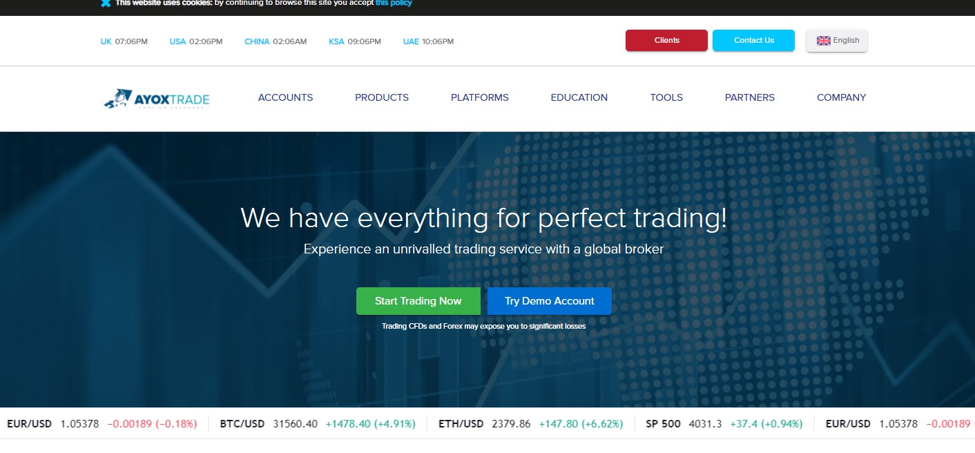 Ayox Trade ana sayfa