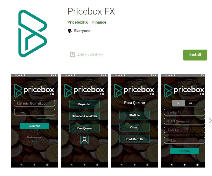 Pricebox Fx uygulama